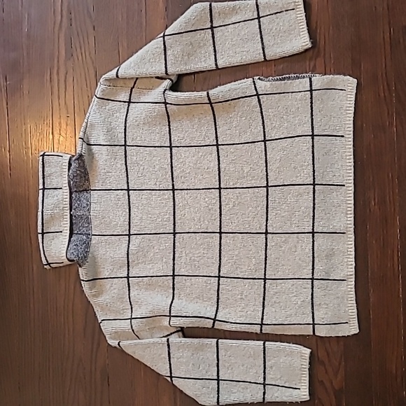 Madewell Windowpane Wool Angora Blend Turtleneck Oversized Boxy Sweater Small - Picture 10 of 10